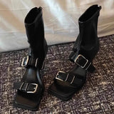 Purpdrank  New Style Popular Summer Modern Boots Retro Roman Style Fashionable Open Toed Luxury Cool Boots Women's Flat Shoes