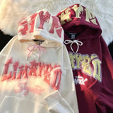 Purpdrank  Women's American-Style Blockbuster Hip Hop Fashion Foaming Letter Hooded Sweater Vintage Hong Kong Chic Coat New