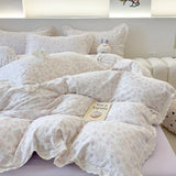 Purpdrank  Princess Style Bedding Sets Ruffle Lace Quilt Cover Romantic Print Bedclothes Bedroom Decor Woman Girl Duvet Cover Home Textiles