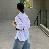 Purpdrank  Spring Summer Casual Women White Shirt Elegant Waist-Tight Long Sleeve Office Lady Blouse Korean Temperament High Quality Shirts