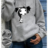 Purpdrank  Women's round Neck Sweatshirt Fleece-Lined Casual Printed Pullover Independent Station European And American Style Christmas