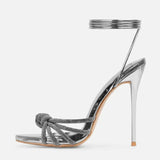 Purpdrank  New Arrival Silver Crystal Narrow Band Women's Sandals Summer Party Wedding Prom Shoes Platform Open Toe High Heels
