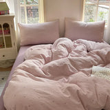 Purpdrank  4Pcs Jacquard Double-Layer Yarn Fitted Sheet Grade A Home Dormitory Bedding Set Cloud Touch Soft Skin-Friendly Bedroom Decor