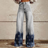 Purpdrank  Vintage Gradient Faux Denim Pants Womens Wide Leg New Fashion High Waist Casual Retro Punk Women Faux Denim Trousers Jeans