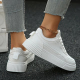 Purpdrank  Spring Autumn Plus Size White Sneaker Women 2025 Pu Leather Platform Vulcanizd Shoes Woman Comfort Lace Up Flat Sneakers Female