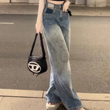 Purpdrank  Star New In Womens Jeans Wide Leg Gyaru Shiny Xxl Korean Fashion Retro Denim Pants for Women Casual Loosefit Clothes A Trousers