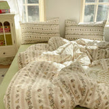 Purpdrank  4Pcs Jacquard Double-Layer Yarn Fitted Sheet Grade A Home Dormitory Bedding Set Cloud Touch Soft Skin-Friendly Bedroom Decor