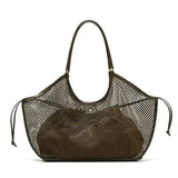 Purpdrank  New Mesh PU Leather Tote Bag Cluth Bag Large Capacity Buckle Woman Luxury Designer Travel Luggage Bag Shopper Handbag