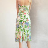 Purpdrank  Holiday Floral Camis Dress Beach Style Slim Slash Neck Sleeveless Midi Dresses For Women Summer Fashion Streetwear Ladies