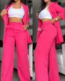 Purpdrank 2025 Woman Elegant Sets Autumn Fashion Women's Notched Collar Coat & Pocket Design Pants Set Work Commuting Two Piece Suit