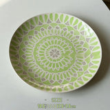 Purpdrank  Ceramic Round Shape Floral Plates Dinner Sets Large Capacity Large Plate Dessert Salad Plate Beautiful Table Tableware Services