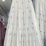 Purpdrank  Women Skirt Sweet Floral Embroidered High Waisted Gentle Skirts 2025 Summer New Slimming Patchwork Faldas Clothes