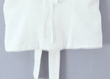 Purpdrank  Sexy White V neck Low Ruched Bra Chest Tank Tops Women Tie Bow Sashes Zipper Back Crop Tank Girl Tee