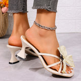 Purpdrank  Designer Butterfly-knot Women Slippers Elegant Thick High Heel Shoes Ladies Outdoor Dress Street Style Slides