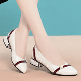 Purpdrank  Mid Heel Thick Heel Versatile New Soft Sole Professional Shallow Mouth Comfortable Pointed Women's Single  Shoes Leisure Outdoor