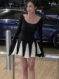 Purpdrank - Lace Up High Waist Dress For Women Folds Splice Bodycon Mini Dress Hot Girls Street Slim See Through Dresses Woman Autumn
