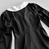 Purpdrank  Romantic Sweet College Style Fashion Color Matching Lapel Retro Button Polka Dot A Word Dress Women's Clothing Niche Temperament