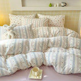 Purpdrank  4Pcs Jacquard Double-Layer Yarn Fitted Sheet Grade A Home Dormitory Bedding Set Cloud Touch Soft Skin-Friendly Bedroom Decor