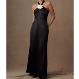 Purpdrank  Luxurious Summer Satin Party Dress Elegant Sexy Chic 3D Floral Sleeveless Corset Celebrity Guest Cocktail Evening Dress