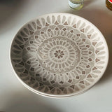 Purpdrank  Ceramic Round Shape Floral Plates Dinner Sets Large Capacity Large Plate Dessert Salad Plate Beautiful Table Tableware Services