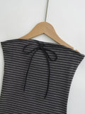 Purpdrank  Sexy Contrast color Striped Strapless Rib Knitted Bow Tank Top Women Skinny Crop Top Stretch Camisole 4 colors oatmeal gray
