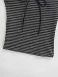 Purpdrank  Sexy Contrast color Striped Strapless Rib Knitted Bow Tank Top Women Skinny Crop Top Stretch Camisole 4 colors oatmeal gray
