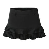Purpdrank  3 colors Y2K Solid White Package Hips Spliced Pleated Mini Skirt Sexy Low Waist Short Skater Skirts With Shorts Lining