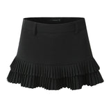 Purpdrank  3 colors Y2K Solid White Package Hips Spliced Pleated Mini Skirt Sexy Low Waist Short Skater Skirts With Shorts Lining