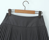 Purpdrank  Y2K American Retro Women Gray Solid Color Bow Belt Ruched Pleated Mini Skirt Side Zipper A-line Short Saia Skirt Cool Girl