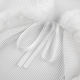 Purpdrank  Fashion Spring Fall Women Long Sleeve Lace Up Cardigan Outwear Faux Fur V-Neck Sexy Crop Top Shirt Casual Clothing