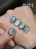 Purpdrank  12ML 10-Color Blue Series Blue Eyes Star Sea Cat Eye Gel Nail Polish New Summer Flash Lamp Cat Eye Nail Polish Nail Art