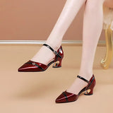 Purpdrank  Korean Version Thick Heels And Shallow Mouth Women'S Shoes, Spring And Summer Fashionable Square Toe Middle Heel Shoes