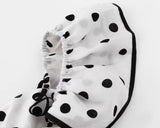 Purpdrank  Sexy White Black Polka Dot Print Ruffles Off Shoulder Dress Women Ruched Chest Slim Waist Midi Dresses Robe Holiday Vestidos