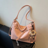 Purpdrank  Retro Large Capaci Tote Bag Women's Spring 2025 Faionable Casual Bapa Handbag Soft PU Leather Single oulder Strap
