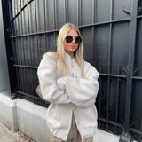 Purpdrank  Luxury Vintage Bomber Jacket Women Loose Thick Single-breasted Coat Pocket Spring Autumn Office Lady Coat Solid Clothes Trend