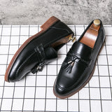 Purpdrank  Pointed casual moccasins for men fringed slip-on men's shoes Beef soles bean boat shoes Fashion hair stylist fashion shoes2026