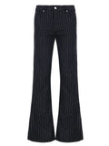 Purpdrank  Y2K Striped Skinny Flare Jeans for Women Autumn Winter Fashion Streetwear Casual Female Daily Work Wear Long Pants