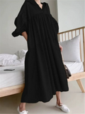 New Hooded Oversize Women's Shirts Dresses Puff Sleeve Solid Casual Loose Straight Long Dress Female Spring Autumn