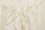 Purpdrank  Women's Long - sleeved V - neck Ruffled Blouse with Puffy Sleeves and Delicate Button - up Detail for a Charming Look