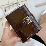 Purpdrank  Leather Card Holder Women Ultra-Thin Mini Buckle Coin Purse Portable Wallet Cute Bank Credit Id Bag Multi-Card Slot Wallets