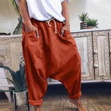 Purpdrank  Women Casual Drawstring Pockets Drop Crotch Baggy Long Trousers Harem Pants Fall Winter Home Lazy Pants Simple Streetwear Ethnic