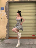 Purpdrank  Autumn New Sling Short Black Dress Sets Women High Street Spicy Girls Crop Top & Short Mini Dress Sexy Club Two Piece Tracksuit