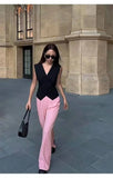 Purpdrank  Summer New Product Retro Black Short Suit Waist Vest Cardigan Sleeveless Vest Top Vest Foreign Style Fresh and Fashionable