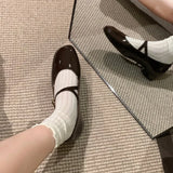 Purpdrank  Women Patent Leather Mary Janes Shoes Ladies  Summer New Fashion Square Toe Comfortable Pointed Toe Ballet Flat Casual Shoes