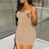 Purpdrank  Europe Women's Fashion Knitted Pit Strip Summer Solid Color Fashion Casual Suit 2 Pieces Matching Suit Tracksuits