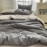 Purpdrank  Nordic Summer Washed Ice Silk Bedding Set with Sheet Duvet Cover Pillowcase Single Couple Bedsheet King Queen Double Twin Size
