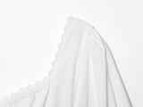 Purpdrank  Women White Bow V neck Spliced Lace High Waist Midi Dress Woman Retro French style Short Puff Sleeve Dresses Holiday Robe