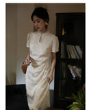 Purpdrank  New Chinese Style Waistband Slimming And Improved Qipao Summer Dress New Women Short Sleeve Long Patry Dress