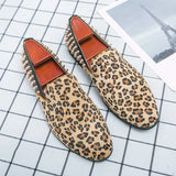 Purpdrank  Hot Selling Men's Leopard Print Loafers Europe America Trendy New Flat Shoes Massage Soles Men's Walking Shoes Big Size：38-48