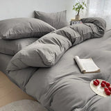 Purpdrank  4PC Luxury Washed Cotton Bedding Set - King/Queen Duvet Cover & Pillowcases (Skin-Friendly, Breathable Home Textile)